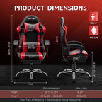 JONPONY Big and Tall 500LBS Gaming Chair, Ergonomic Design, Gamer Chair PU Leather with Footrest and Lumbar Support, High Back Office Chair Support 8 Hours Long Sitting,Red Computer Chair,Red