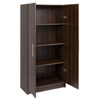 Prepac Adjustable Shelves Cabinet - Functional Tall Garage Table, 16"D x 32"W x 65"H Freestanding Garage Cabinet with 2-Doors, Espresso - EES-3264