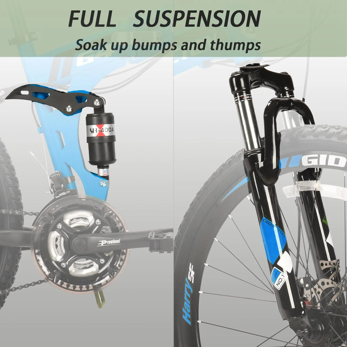 26”Full Suspension Folding Mountain Bike 21 Speed 17" Foldable Frame Bicycle Men or Women MTB for Afult Blue