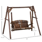 Outsunny Wooden Swing Bench, Garden Swing Chair, Brown