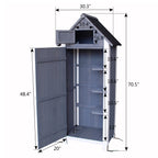 Mcombo Outdoor Storage Cabinet, Wood Garden Tool Shed (70" Tall) 0770EY