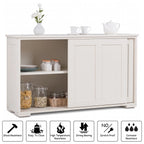 Costway Kitchen Storage Cabinet Sideboard Buffet Cupboard Wood Sliding Door Pantry White