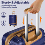 5 Piece Luggage Sets  and Travel Duffel Bag, ABS Hardshell Hardside Checked Luggage with TSA Lock and Double Spinner Wheels Suitcase, Deep Blue