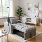 Gewnee 55'' Modern Convertible Velvet Sofa Bed with Pull-Out Twin Bed, Adjustable Backrest for Living Room, Office (Dark Gray)