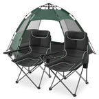 MADOG Set of 3 Camping Tent + Chairs, 4 Person Dome Tent and 2 Foldable Camping Chairs Combo with Cooler Bag and Cup Holder for Backpacking Hiking Traveling, Blue