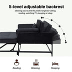 Gewnee 46" Velvet Sleeper Sofa Reclining Convertible Futon Couch Bed for Living Room, Guest & Small Spaces(Black)