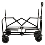 3-in-1 Collapsible Wagon Cart with Bench Seat, 500lbs Convertible Heavy Duty Utility Wagon with Flexible Handle, All-Terrain Folding Grocery Cart with Wheels for Shopping, Camping, Orange