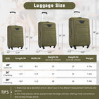 Softside Luggage Expandable 3 Piece Set Suitcase Upright Spinner Softshell Lightweight Luggage Travel Set