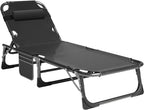 Slsy Folding Lounge Chair, 5-Position Adjustable Outdoor Reclining Chair, Folding Sleeping Bed Cot, Folding Chaise Lounge Chair for Pool Beach Patio Sunbathing