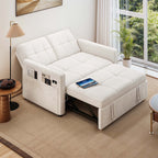 Dextrus  3-in-1 Convertible Futon Sofa Bed, Modern Sleeper Sofa with Pull-Out Bed for Small Place, Beige
