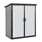 Enyopro 6 x 4.4FT Outdoor Storage Shed, All-Weather Plastic Resin Utility Tool Large Shed with Dual Lockable Doors for Patio Backyard Lawn, Gray