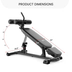 Finer Form Semi, Commercial Sit Up Bench Elite, Reverse Crunch Handle for Ab Exercises, Reverse Crunch and Decline Sit Up with 4 Adjustable Height Settings, Black