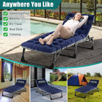 Slsy Folding Lounge Chair, 5-Position Adjustable Outdoor Reclining Chair, Folding Sleeping Bed Cot, Folding Chaise Lounge Chair for Pool Beach Patio Sunbathing