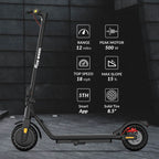 5TH WHEEL W16S 300W Electric Scooter with Turn Signal, 8.5” Solid Tires, 18mph & 12Miles Range, Folding Commuting E-Scooter for Adults with APP Control