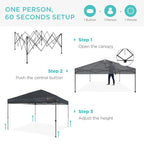 Best Choice Products 12x12ft Easy Setup Pop Up Canopy w/ 1-Button Setup, Wheeled Case, 4 Weight Bags - Navy Blue
