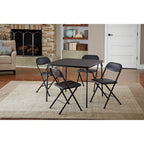 COSCO 5-Piece Folding Set with Card Table and 4 Vinyl Padded Chairs, Black