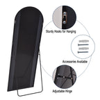 Anyrose 24"x65" Full Length Mirror with Arch-Top Standing Mirror Wall Mounted, Black