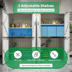 AECOJOY Outdoor Storage Cabinet for Garden & Patio, a Metal Organizer with Doors and Shelves in Gray