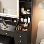Vanity Set with Mirror and Lights, Makeup Table with Charging Station,5 Drawers & Storage Shelves, White