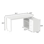 WIAWG 55" White L Shaped Desk with Storage Shelf Corner Office Writing Desk Study Workstation Table