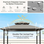 Spaco 3-Piece Patio Bar Set with A Heat-Resistant Tempered Glass Top, Grill Gazebo & 2 Bar Stools with Tempered Glass Bar Table, Bar Set for Outdoor, Brown