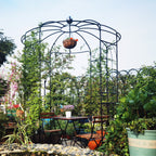 Metal Garden Arch Iron Garden Arbors Gazebo Dia81.3'' x 114.2'' High Birdcage Shape Pergola Pavilion for Wedding Ceremony Outdoor Black