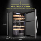 Schmecke Wine Fridge, Dual Freestanding Wine Refrigerator, 33 Bottle Wine Cooler