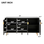Modern TV Stand for TV up to 70 inch, Media Entertainment Center, Entryway Console Table with Adjustable Shelves,Storage Sideboard Cabinet for Living Room Kitchen, Black