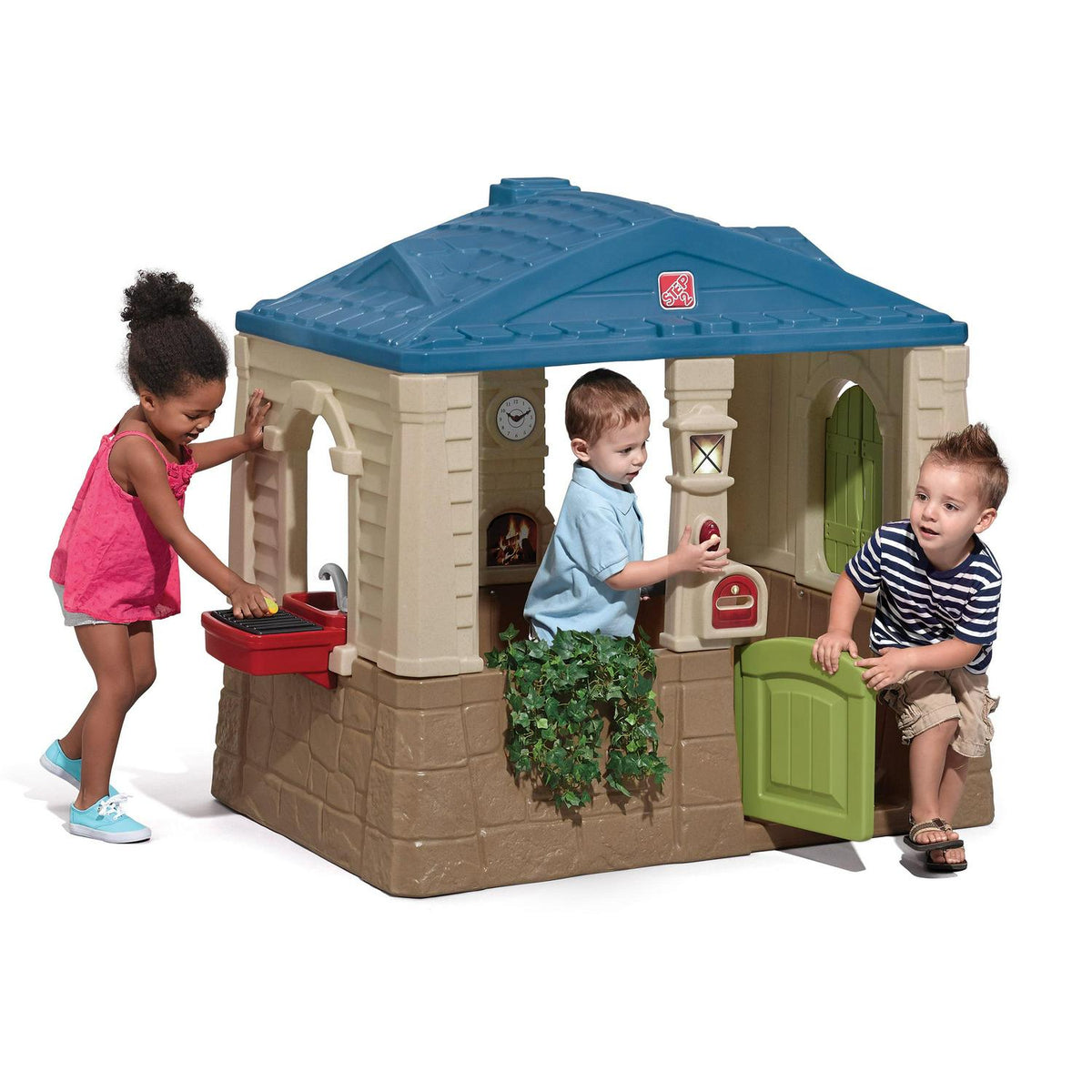 Step2 Happy Home Cottage &amp; Grill Brown Playhouse Plastic Kids Outdoor Toys
