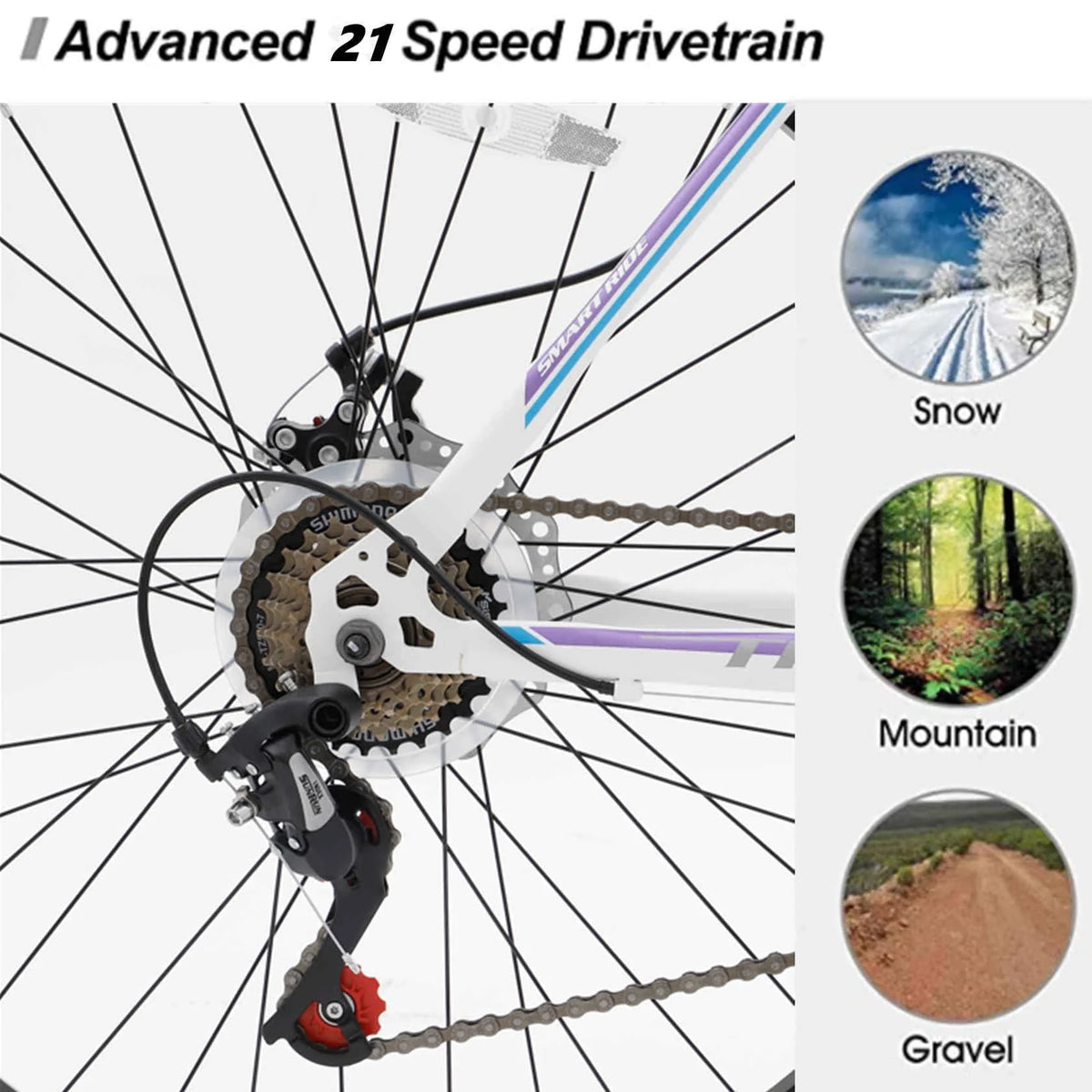 Dinling Hybrid Bike for Men and Women, Shimano 21-Speed, 26 Inch  Mountain Bike Purple