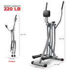 Sunny Health & Fitness Manual Air Walker Elliptical �?30�?Stride, Low Impact, Lightweight, Quiet with Free SunnyFit App