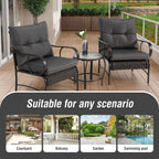 Villeston 3 Piece Outdoor Wicker Conversation Patio Set, with 2 Chairs, Table for Porch Garden,Blue