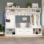 Woodland 24W Hall Tree & Shoe Bench w/ Drawer in White Ash - Engineered Wood