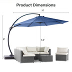 LAUSAINT HOME 11FT Patio Umbrella with Base, Outdoor Deluxe Curvy Cantilever Umbrella for Patio Pool Deck, Champagne
