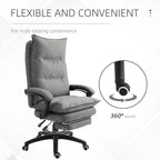 Office Chair Vinsetto 360�� Swivel Executive Home Office Chair Adjustable Height Linen Style Fabric Recliner with Retractable Footrest and Double Padding, Grey,Ergonomic Office Chair