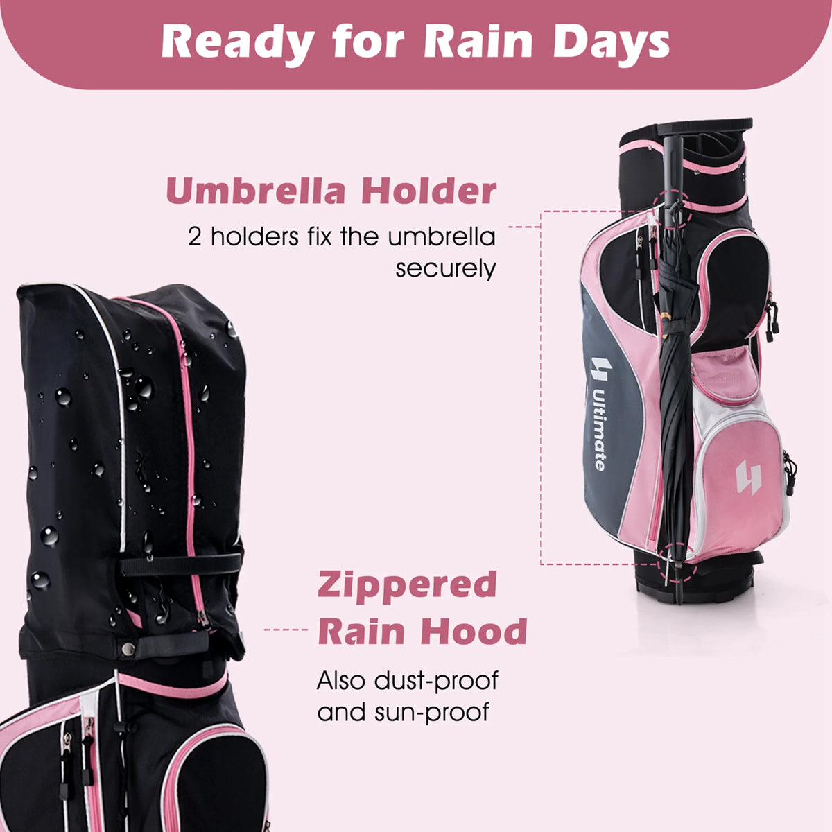 Ultimate Women’s Complete Golf Club Set Golf Club Package Set w/ Rain Hood, Right Hand Purple