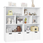 Homfa 7 Cube Toy Storage Organizer, Kids Geometric Bookcase and Bookshelf with 4 Drawers, White