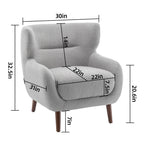 ALEAVIC White Accent Chair Upholstered Armchair with Solid Wood Legs