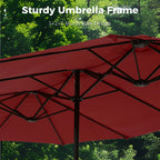Alpha Joy 15ft Outdoor Patio Umbrella Extra-Large Double-Sided Garden Umbrella with Crank Handle and Base - Smoky Gray