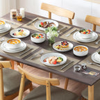 vancasso 36 Pieces Dinnerware Sets, Plates and Bowls Set for 8, Porcelain Dinner Set, White with Black Rim
