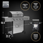 Kenmore BBQ Propane Gas Grill - 5 Burners with Side Burner & Searing Zone, 644 Sq. In. Stainless Steel Grill, 66,000 BTU, Ideal for Outdoor Cooking, Patio & Backyard, Black