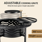 TrumanPick Fire Pit for Outside 42" Wood Burning Fire Pit Tables with 2 Adjustable Swivel BBQ Grills, Lid, Poker for Patio Backyard BBQ Ice Storage