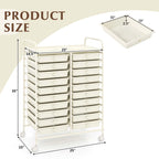 Costway 20 Drawer Rolling Storage Cart Tools Scrapbook Paper Office School Organizer Yellow