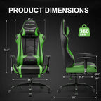 GTRACING Gaming Chair, Ergonomic Office Desk Chair with Lumbar Support, PU Leather, Footrest & Adjustable Headrest, Red