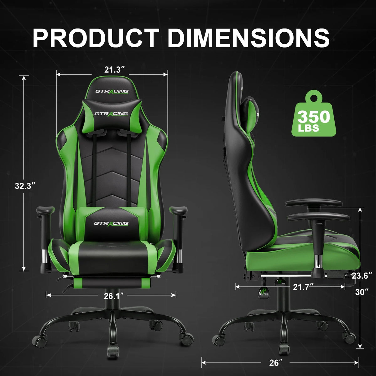 GTRACING Gaming Chair, Ergonomic Office Desk Chair with Lumbar Support, PU Leather, Footrest & Adjustable Headrest, Red