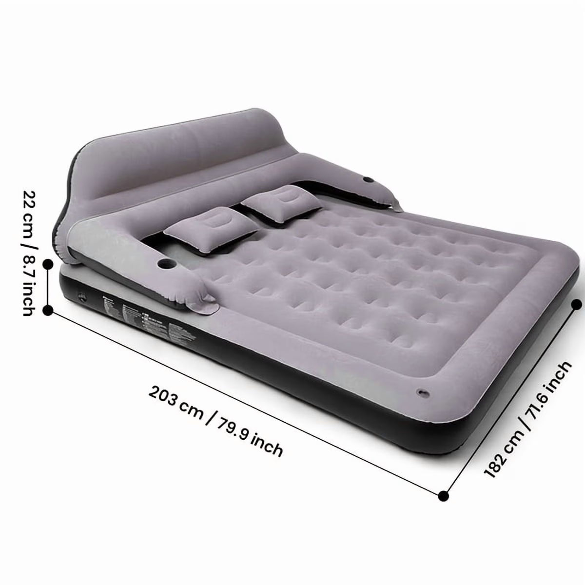 Double Bed Automatic Inflatable Mattress with Backrest Pillow with Inflatable Pump Portable Air Cushion Outdoor Camping Home Inflatable Mattress Bed