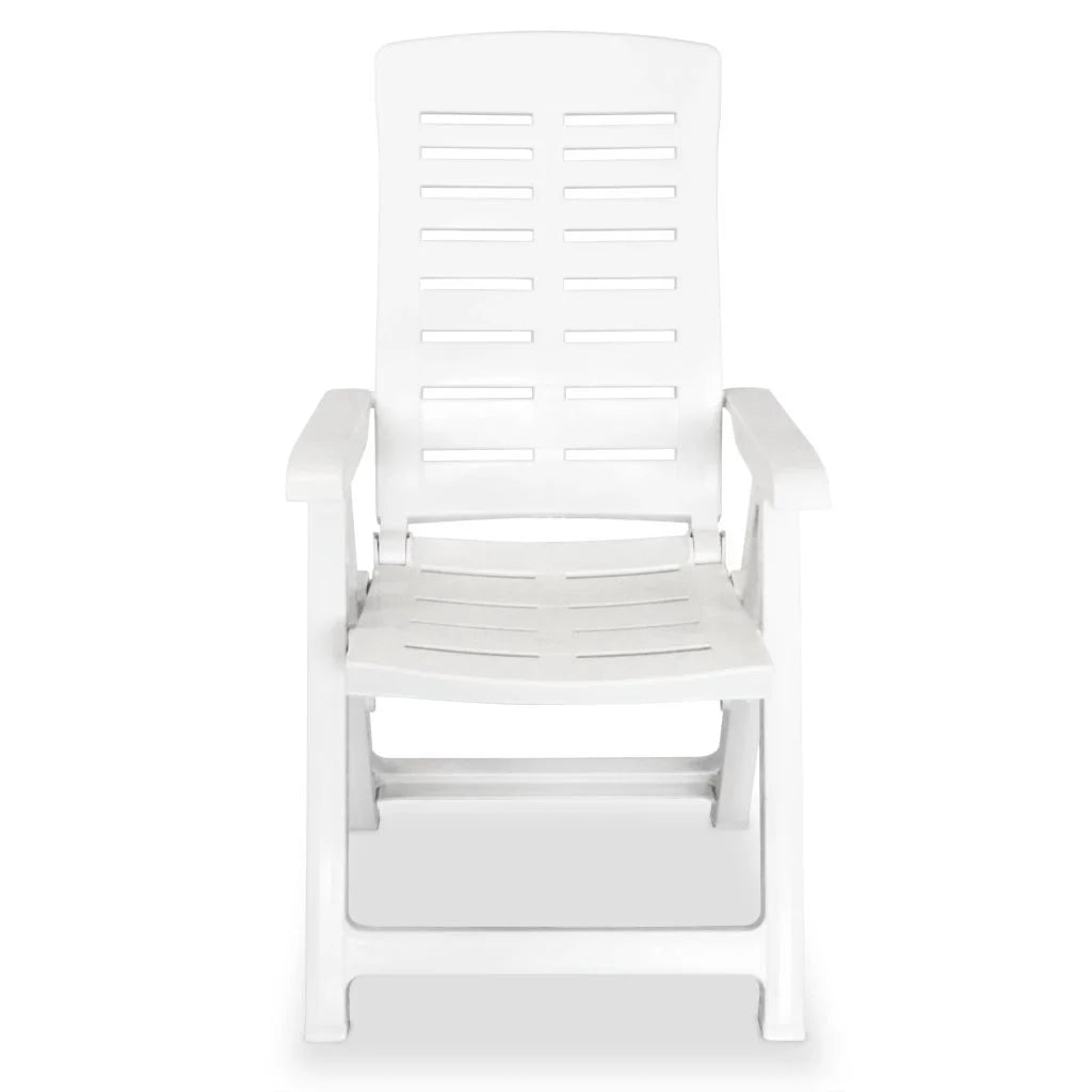 vidaXL Reclining Patio Chairs Outdoor Stack Dining Chair with Armrest Plastic