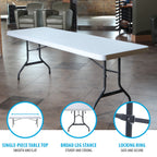 Lifetime Combo Set of (4) 8-Foot Rectangle Folding Tables & (32) Chairs, Indoor/Outdoor Use, White (80147)