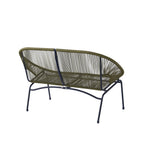 Aspen Modern Outdoor Patio Basket Loveseat, Hammock Weave Design, Metal Frame, Green