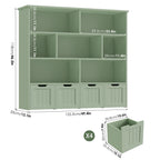 Homfa 7 Cube Toy Storage Organizer, Kids Geometric Bookcase and Bookshelf with 4 Drawers, White